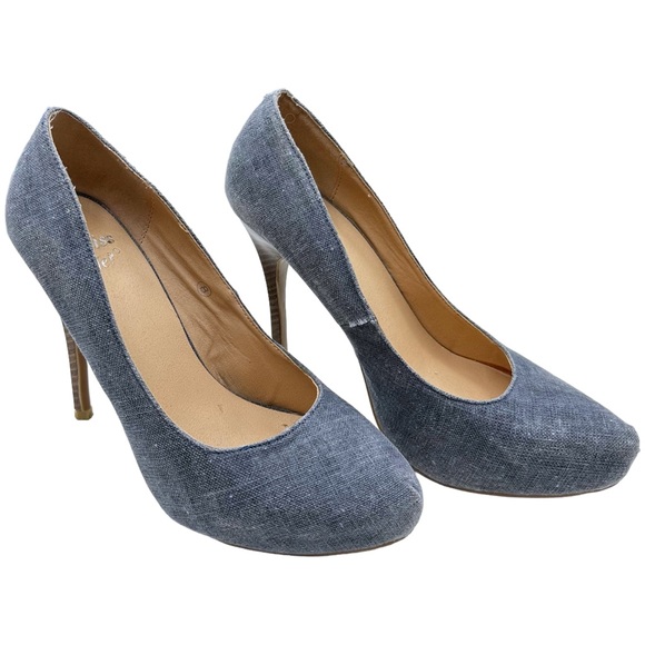 Miss Me Y2K Vintage Spiral Pointed Toe Platform Denim Wooden Stiletto Pump Heels - Picture 4 of 13